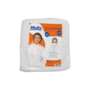 Avental Desc Branco Manga Longa C/ Punho Elást 40gr C/10