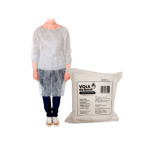 Avental Desc. Branco Manga Longa C/ Punho Elást. 30g C/10