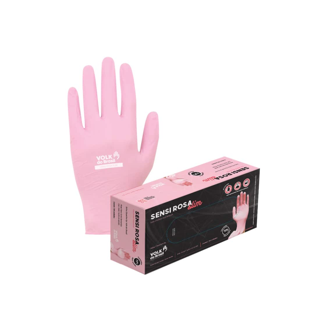 Luva Nitrilica Sensi Rosa G S/ Pó C/ 100unds