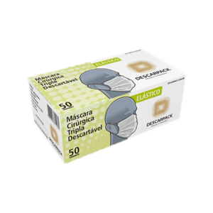 Máscara Desc Branca Tripla C/ Elástico C/ Clip Cx C/50unds