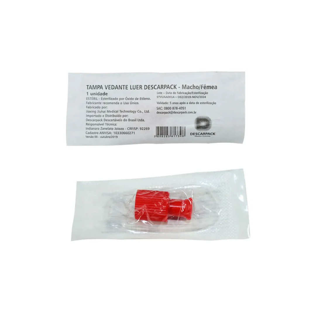 Tampa Luer Vedante Macho/femea Estleril C/100