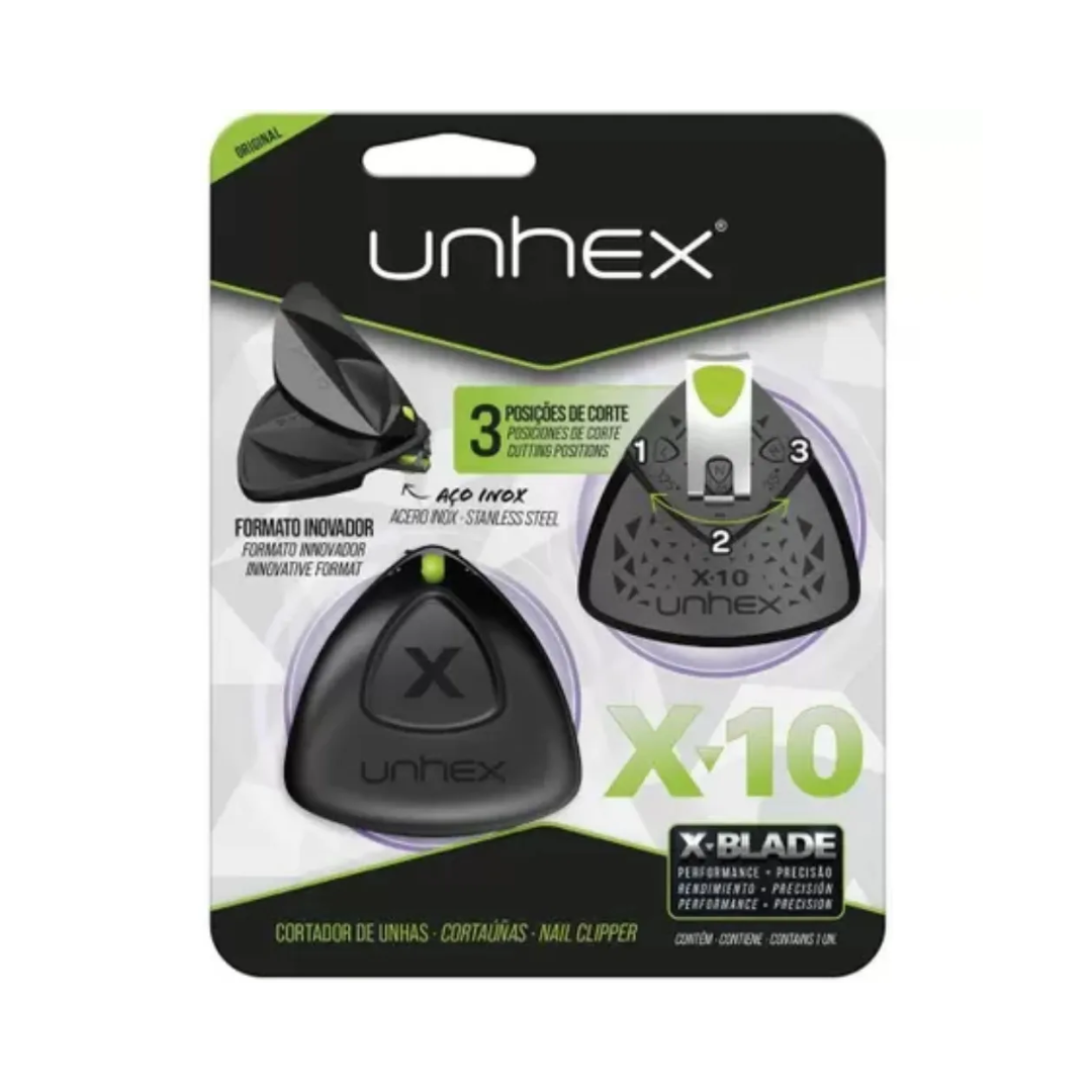 Cortador P/ Unhas Unhex X10 Preto C/ Verde Limão